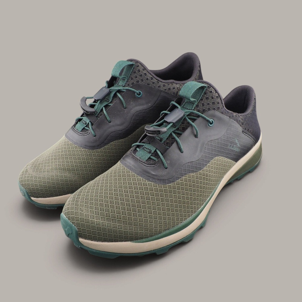 LL Bean Mens Northwoods Trail Shoes Olive Green Black Speed Lace Sneakers 10 M